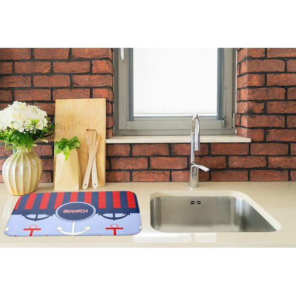 Classic Anchor & Stripes Dish Drying Mat - LIFESTYLE 2