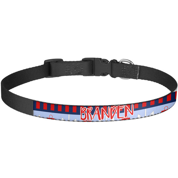 Custom Classic Anchor & Stripes Dog Collar - Large (Personalized)