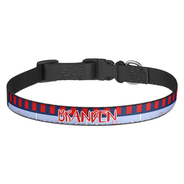 Custom Classic Anchor & Stripes Dog Collar - Medium (Personalized)