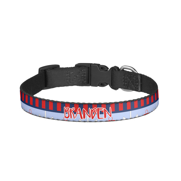 Custom Classic Anchor & Stripes Dog Collar - Small (Personalized)