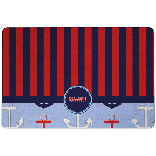 Custom Classic Anchor & Stripes Dog Food Mat w/ Name or Text
