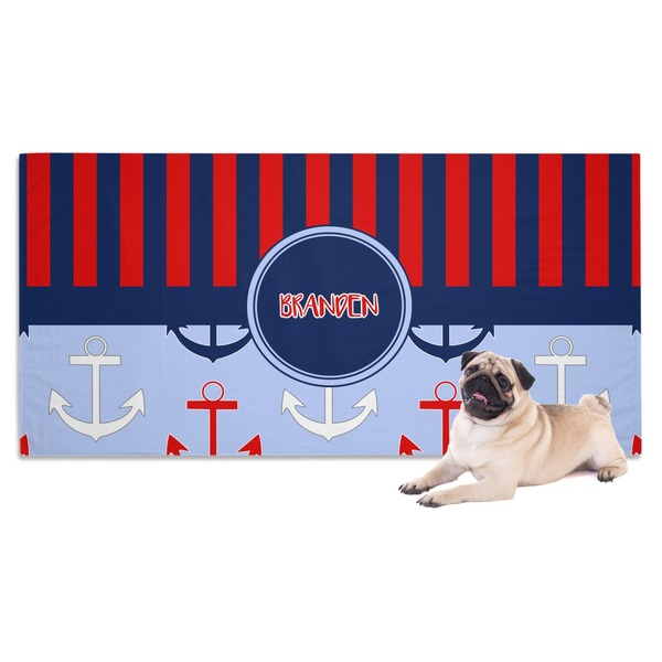 Custom Classic Anchor & Stripes Dog Towel (Personalized)