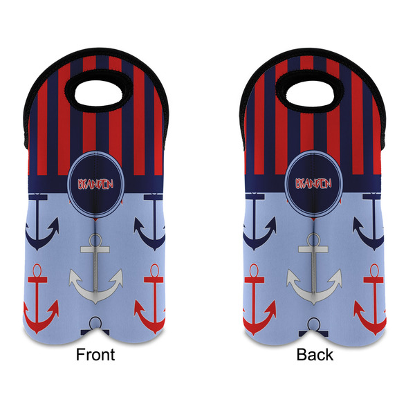 Classic Anchor & Stripes Double Wine Tote - APPROVAL (new)