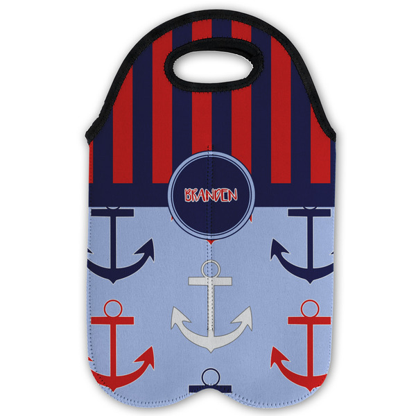 Classic Anchor & Stripes Double Wine Tote - Flat (new)