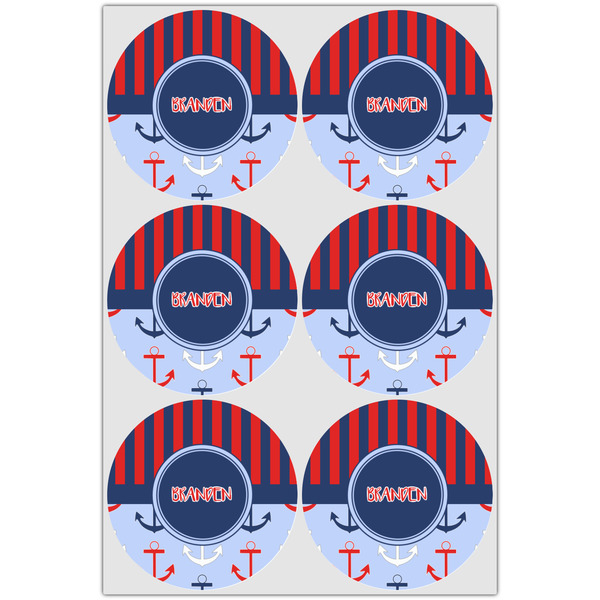 Classic Anchor & Stripes Drink Topper - Large - Set of 6