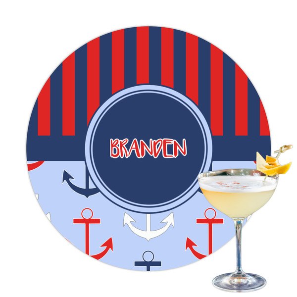 Custom Classic Anchor & Stripes Printed Drink Topper (Personalized)