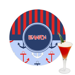 Classic Anchor & Stripes Printed Drink Topper -  2.5" (Personalized)