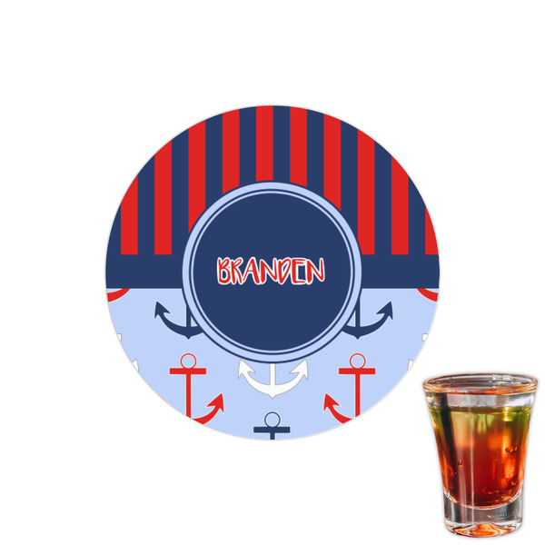 Custom Classic Anchor & Stripes Printed Drink Topper - 1.5" (Personalized)