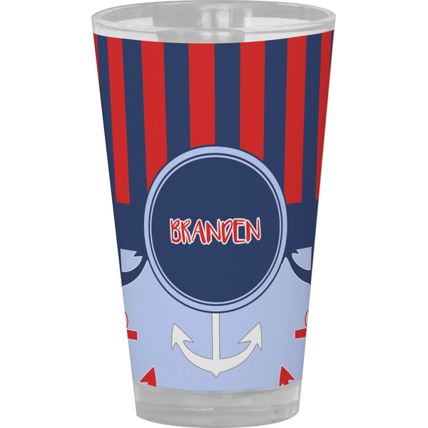 Custom Classic Anchor & Stripes Pint Glass - Full Color (Personalized)