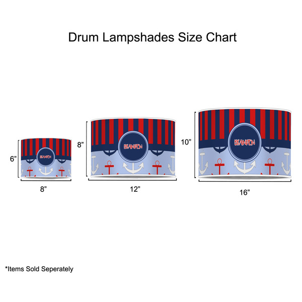 Classic Anchor & Stripes Drum Lampshades - Sizing Chart