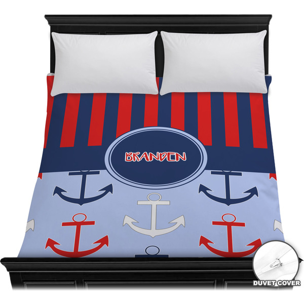 Custom Classic Anchor & Stripes Duvet Cover - Full / Queen (Personalized)