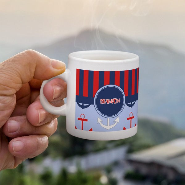 Classic Anchor & Stripes Espresso Cup - 3oz LIFESTYLE (new hand)