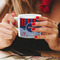 Classic Anchor & Stripes Espresso Cup - 6oz (Double Shot) LIFESTYLE (Woman hands cropped)