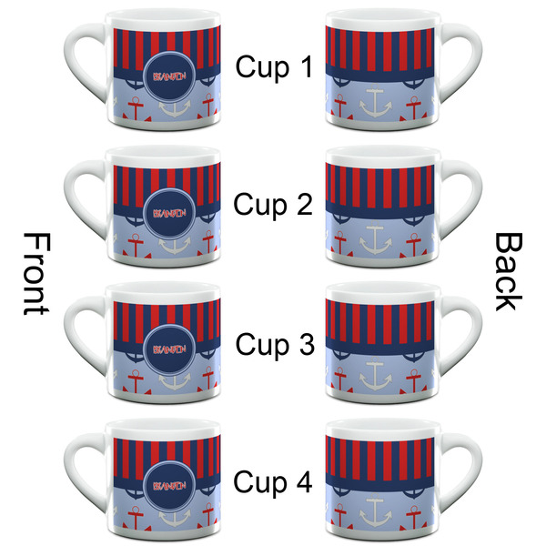 Classic Anchor & Stripes Espresso Cup - 6oz (Double Shot Set of 4) APPROVAL
