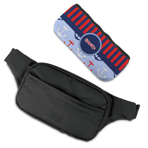 Classic Anchor & Stripes Fanny Packs - FLAT (flap off)