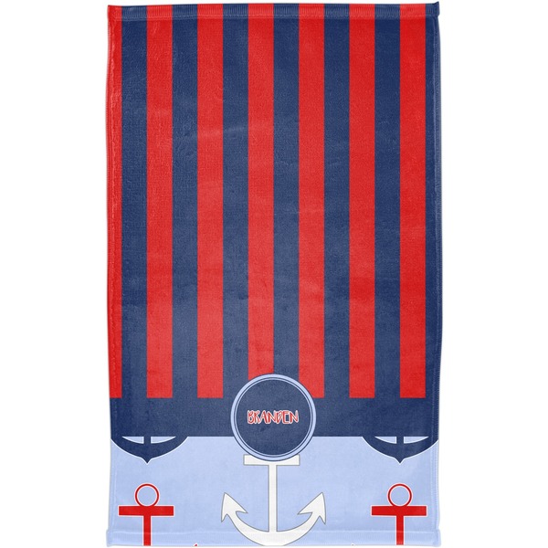 Classic Anchor & Stripes Finger Tip Towel - Full View