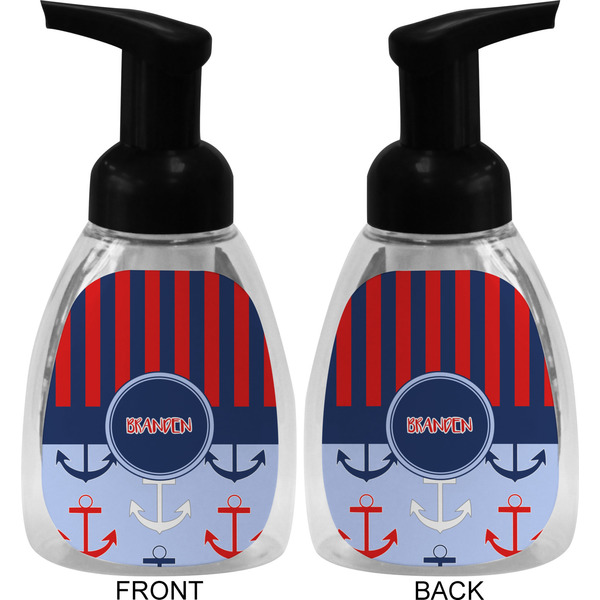 Classic Anchor & Stripes Foam Soap Bottle (Front & Back)