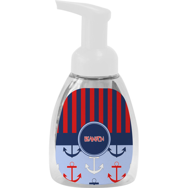 Custom Classic Anchor & Stripes Foam Soap Bottle - White (Personalized)
