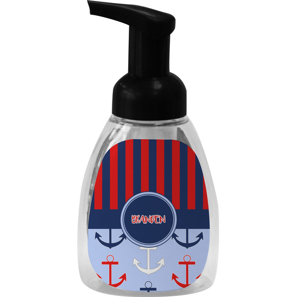 Custom Classic Anchor & Stripes Foam Soap Bottle - Black (Personalized)