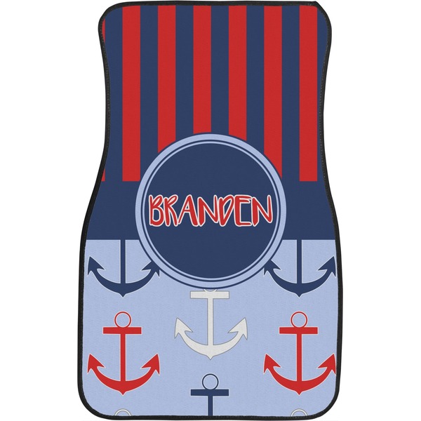 Classic Anchor & Stripes Front Seat Car Mat