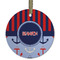Classic Anchor & Stripes Frosted Glass Ornament - Round