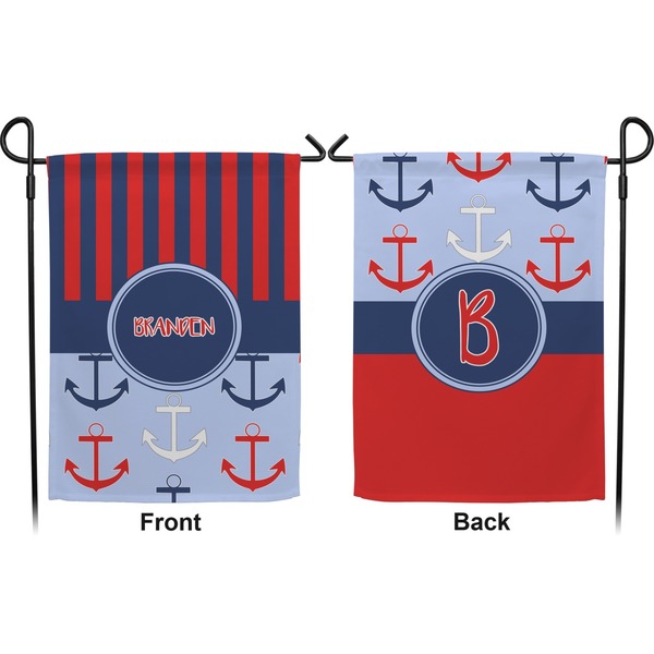 Classic Anchor & Stripes Garden Flag - Double Sided Front and Back
