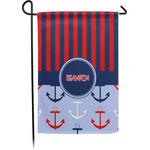 Classic Anchor & Stripes Small Garden Flag - Single Sided w/ Name or Text