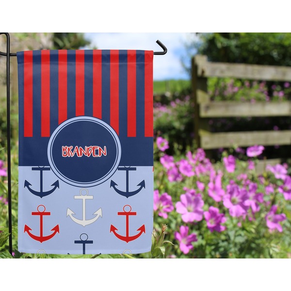 Classic Anchor & Stripes Garden Flag - Outside In Flowers