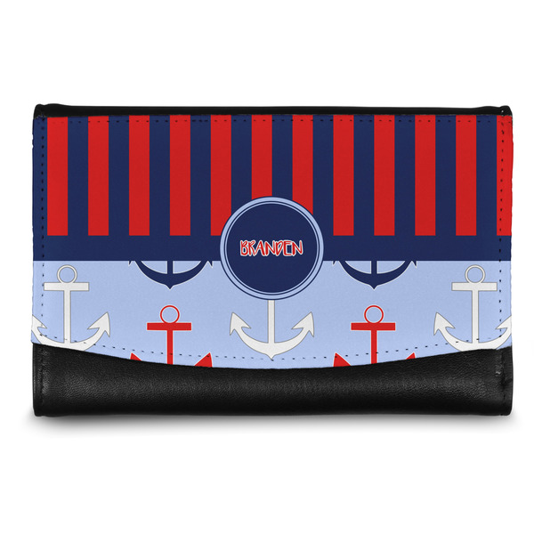 Custom Classic Anchor & Stripes Genuine Leather Women's Wallet - Small (Personalized)