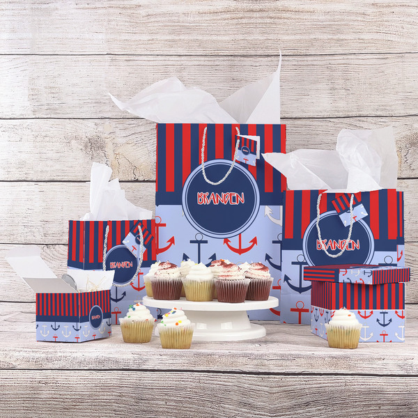 Classic Anchor & Stripes Gift Bags - In Context