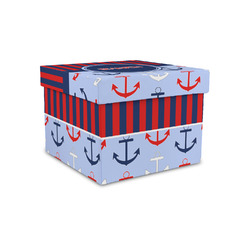 Classic Anchor & Stripes Gift Box with Lid - Canvas Wrapped - Small (Personalized)