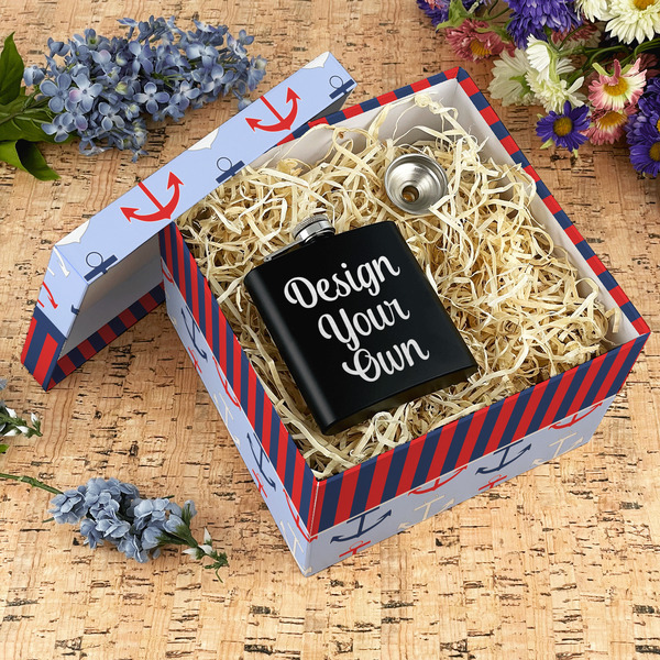 Classic Anchor & Stripes Gift Boxes with Lid - Canvas Wrapped - X-Large - In Context