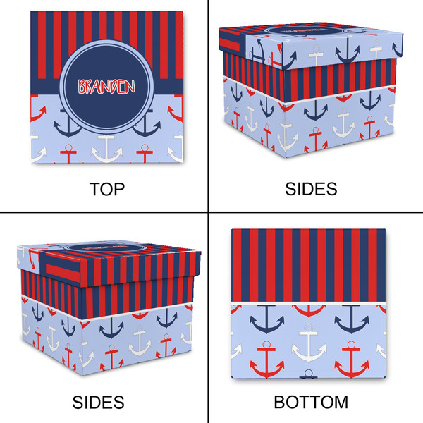 Classic Anchor & Stripes Gift Boxes with Lid - Canvas Wrapped - XX-Large - Approval