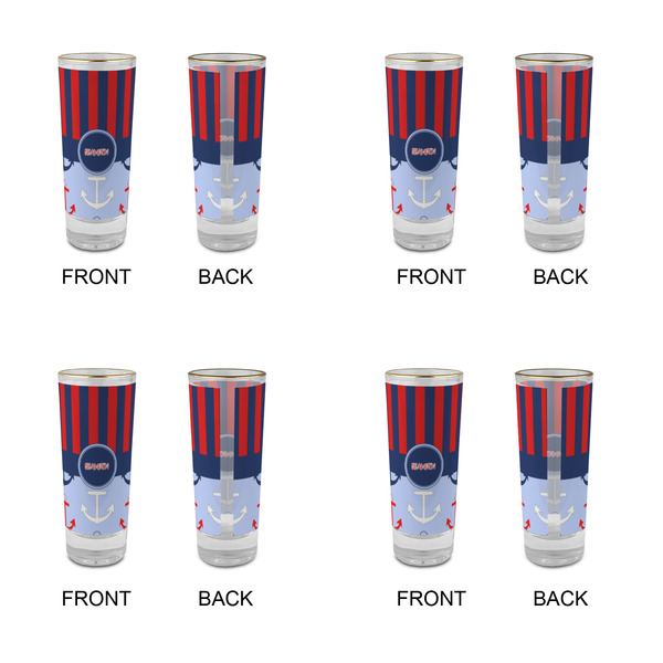 Classic Anchor & Stripes Glass Shot Glass - 2 oz - Set of 4 - APPROVAL