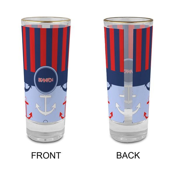 Classic Anchor & Stripes Glass Shot Glass - 2 oz - Single - APPROVAL