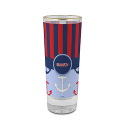 Classic Anchor & Stripes 2 oz Shot Glass -  Glass with Gold Rim - Single (Personalized)