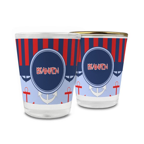 Custom Classic Anchor & Stripes Glass Shot Glass - 1.5 oz (Personalized)