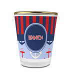 Classic Anchor & Stripes Glass Shot Glass - 1.5 oz - with Gold Rim - Set of 4 (Personalized)