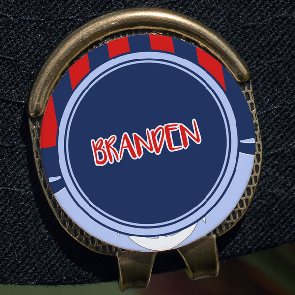 Classic Anchor & Stripes Golf Ball Marker Hat Clip - Gold - Close Up