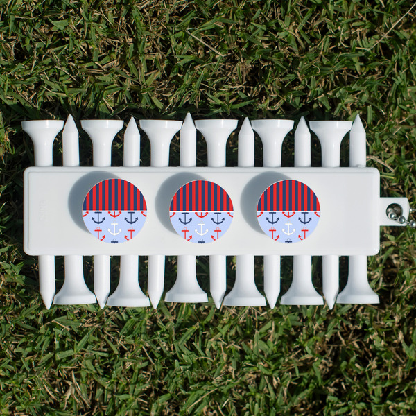 Classic Anchor & Stripes Golf Tees & Ball Markers Set - Back