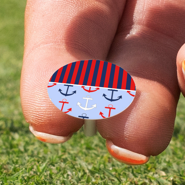 Classic Anchor & Stripes Golf Tees & Ball Markers Set - Marker