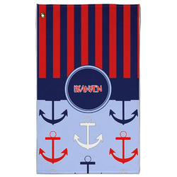 Classic Anchor & Stripes Golf Towel - Poly-Cotton Blend - Large w/ Name or Text