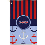 Classic Anchor & Stripes Golf Towel - Poly-Cotton Blend - Small w/ Name or Text
