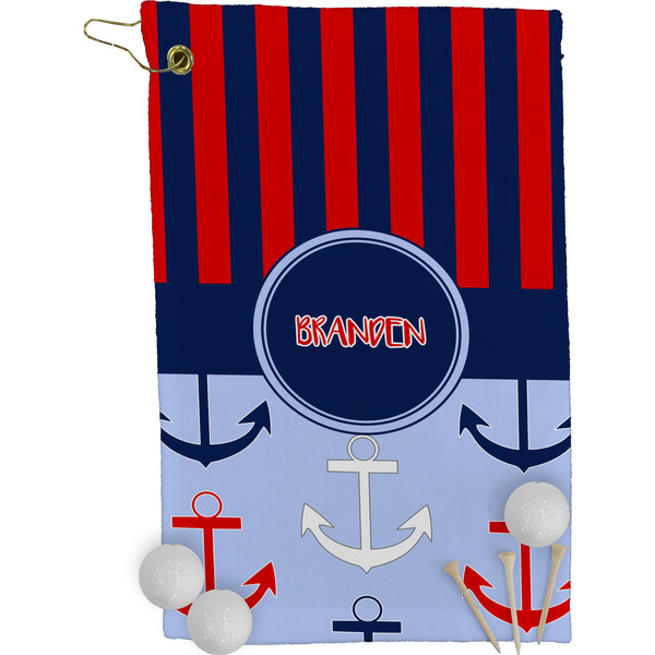 Classic Anchor & Stripes Golf Towel (Personalized)