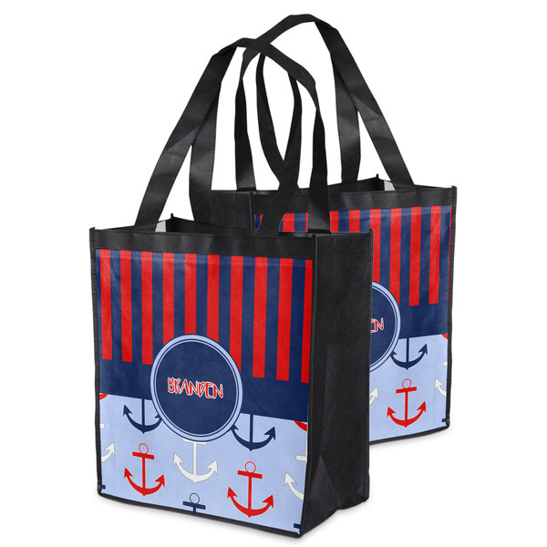 Classic Anchor & Stripes Grocery Bag - MAIN