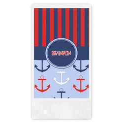 Classic Anchor & Stripes Guest Napkins - Full Color - Embossed Edge (Personalized)