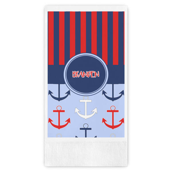 Custom Classic Anchor & Stripes Guest Towels - Full Color (Personalized)