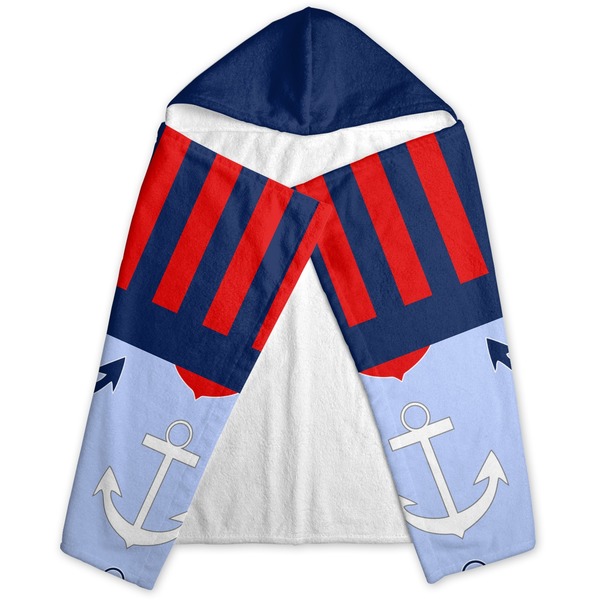 Classic Anchor & Stripes Hooded Towel - Folded