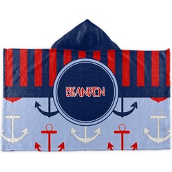 Classic Anchor & Stripes Kids Hooded Towel (Personalized)