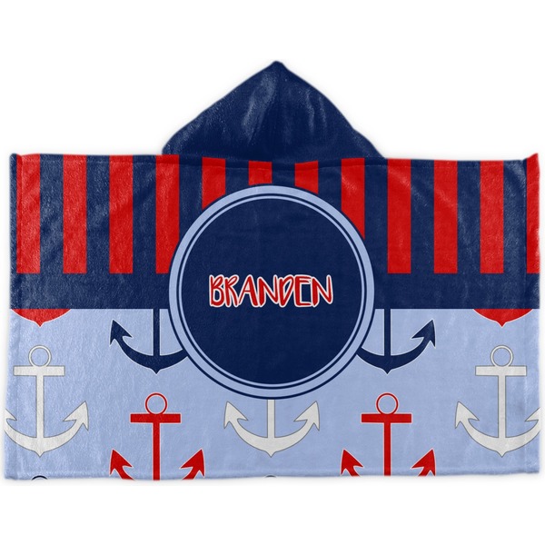 Custom Classic Anchor & Stripes Kids Hooded Towel (Personalized)